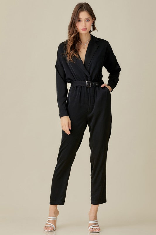 Belted Satin Jumpsuit