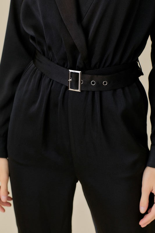 Belted Satin Jumpsuit