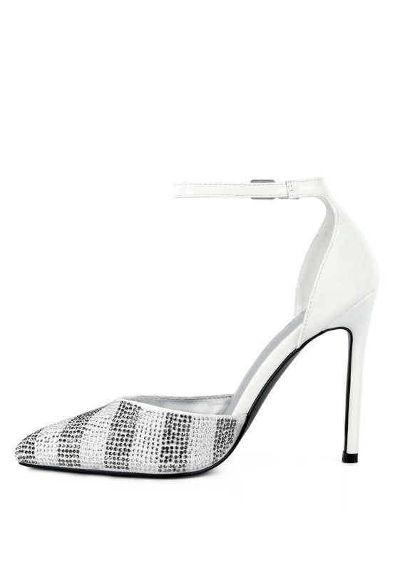 Nobles High Heeled Patent Diamante Sandals