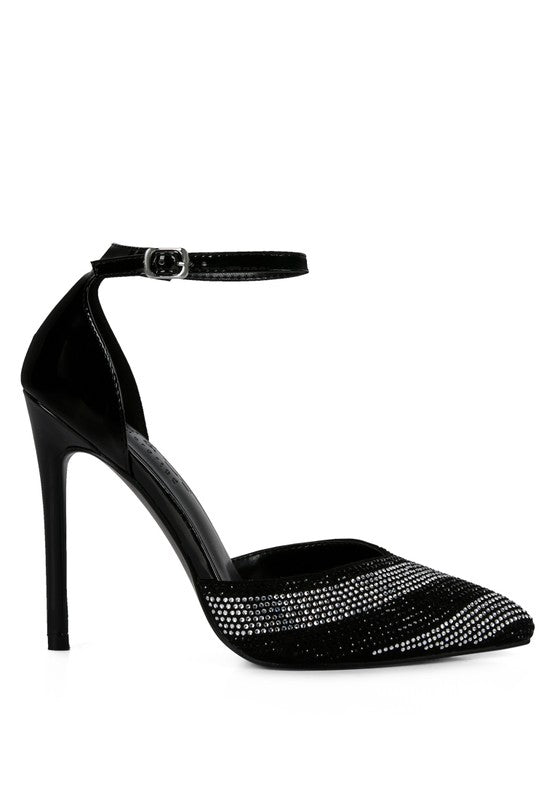 Nobles High Heeled Patent Diamante Sandals