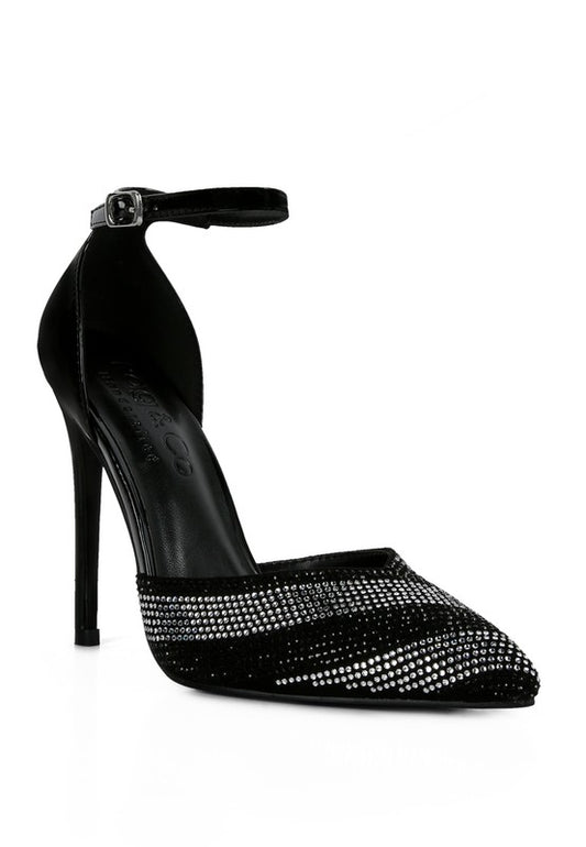 Nobles High Heeled Patent Diamante Sandals