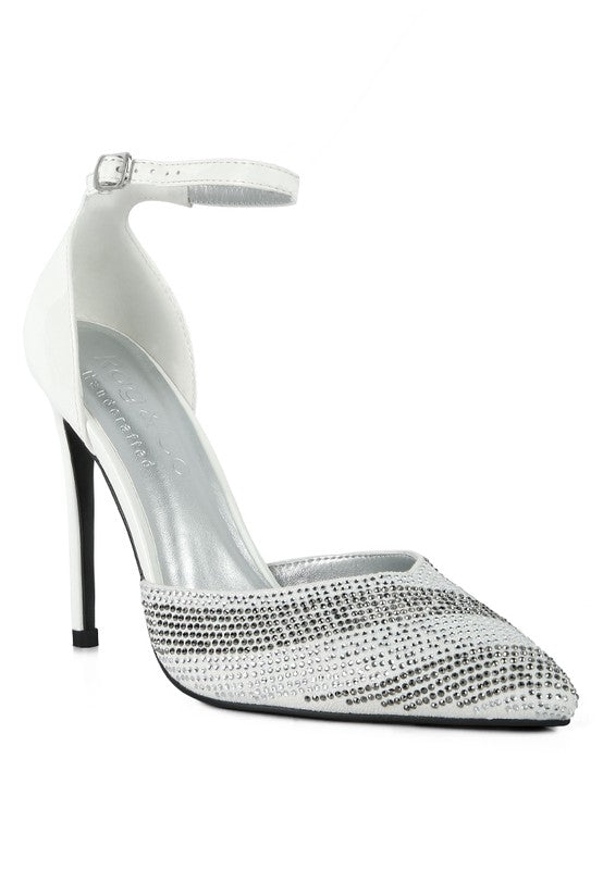 Nobles High Heeled Patent Diamante Sandals