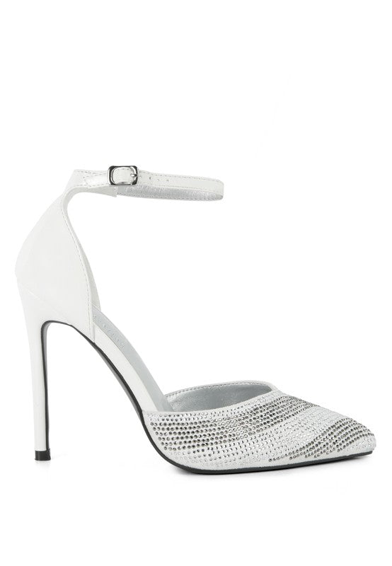 Nobles High Heeled Patent Diamante Sandals