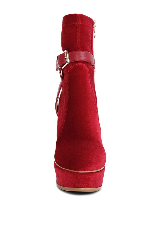 Zeppelin High Platform Velvet Ankle Boots