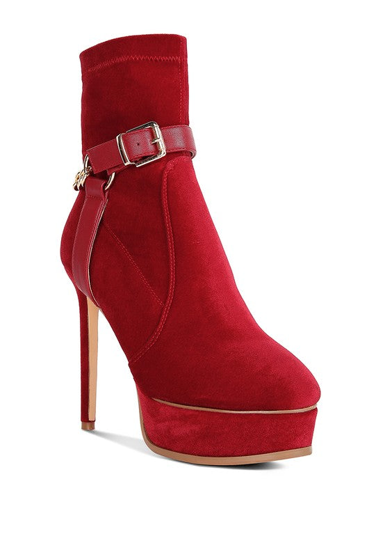 Zeppelin High Platform Velvet Ankle Boots