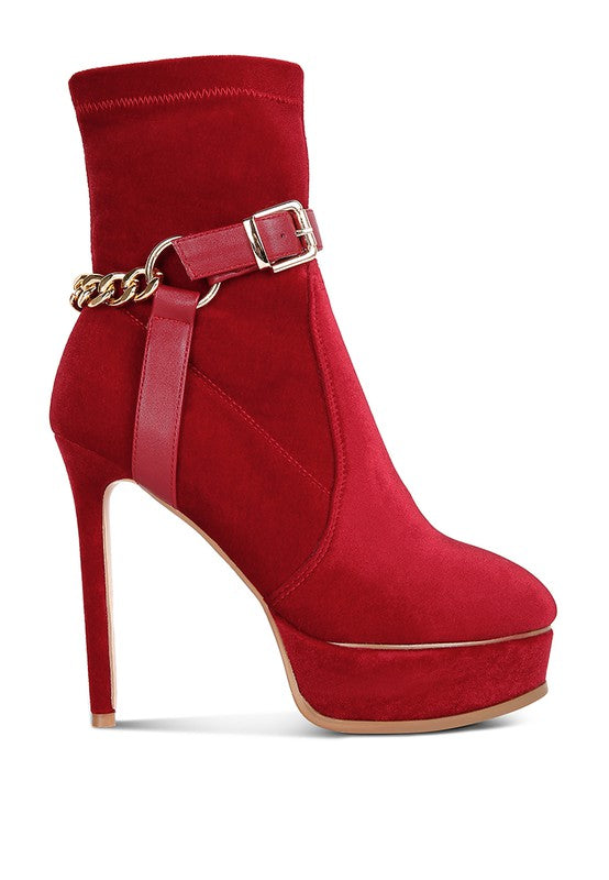 Zeppelin High Platform Velvet Ankle Boots