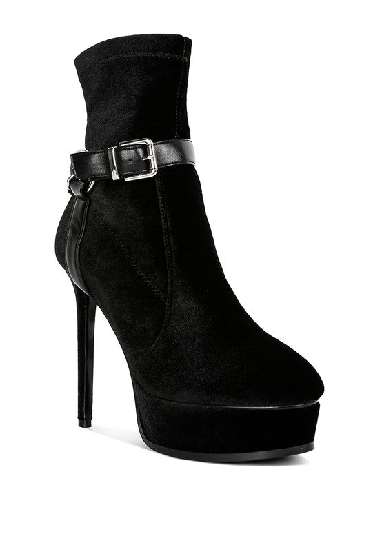 Zeppelin High Platform Velvet Ankle Boots