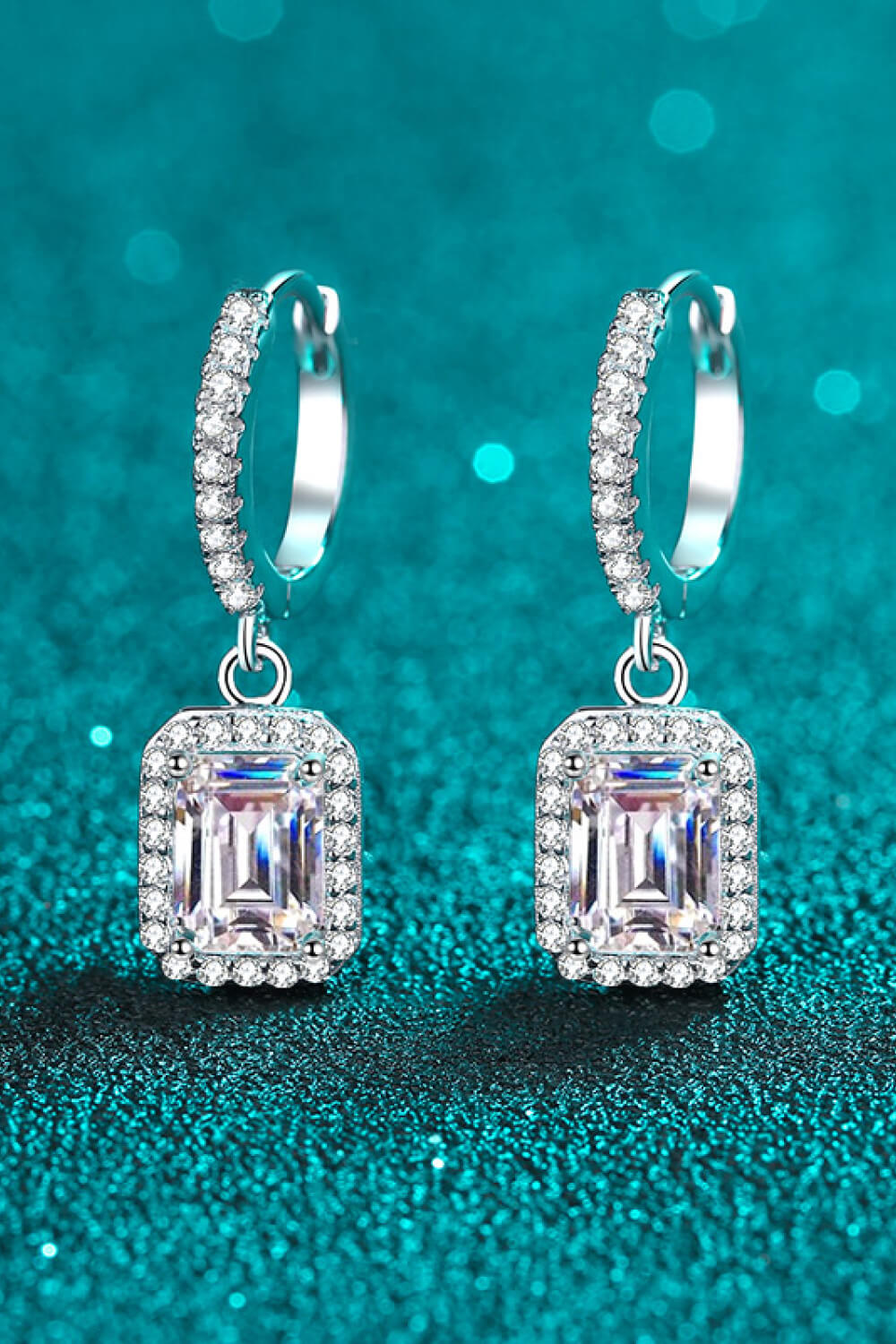 Moissanite Square-drop Earrings