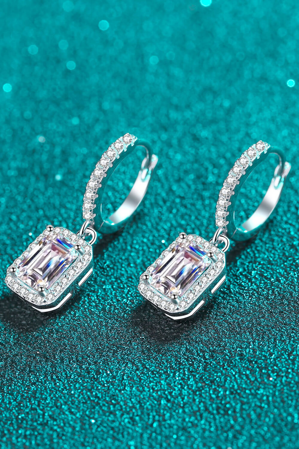 Moissanite Square-drop Earrings